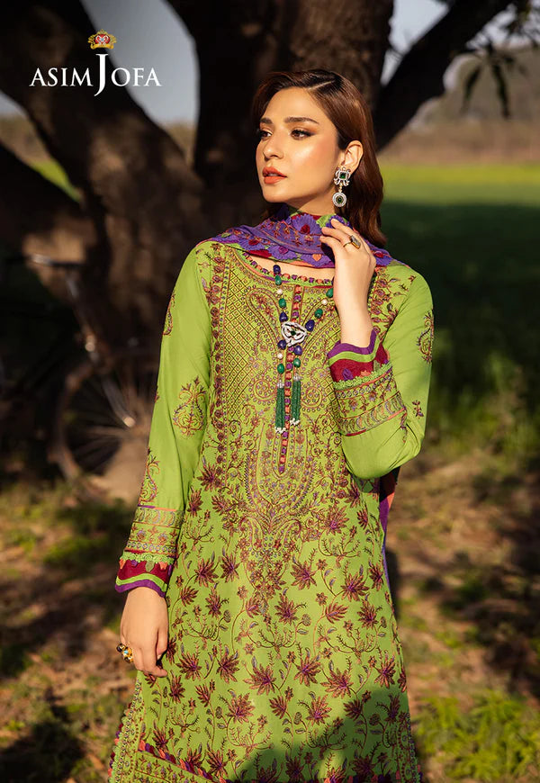 AJELL-05 GREEN EMBROIDERED LAWN ENSEMBLE