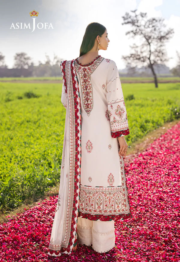 AJELL-08 IVORY EMBROIDERED LAWN ENSEMBLE