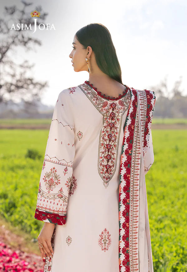 AJELL-08 IVORY EMBROIDERED LAWN ENSEMBLE