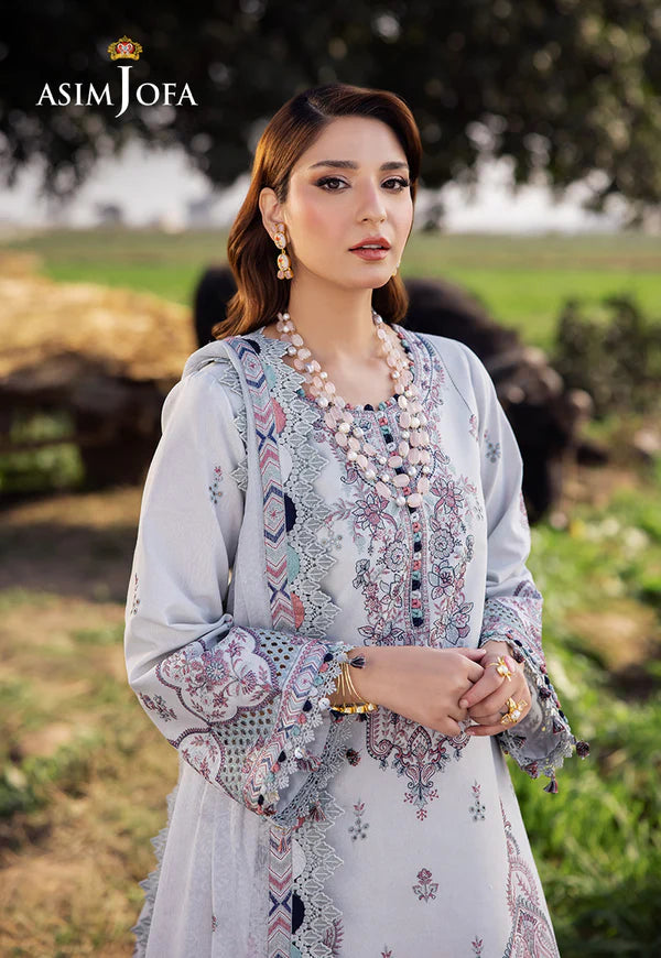 AJELL-10  BLUE EMBROIDERED LAWN ENSEMBLE