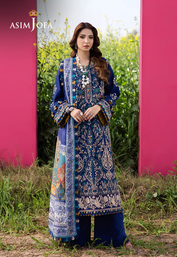 AJELL-11 BLUE  EMBROIDERED LAWN ENSEMBLE