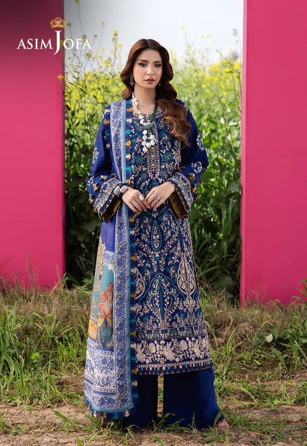 AJELL-11 BLUE  EMBROIDERED LAWN ENSEMBLE