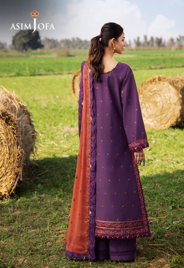 AJELL-13 PURPLE EMBROIDERED LAWN ENSEMBLE