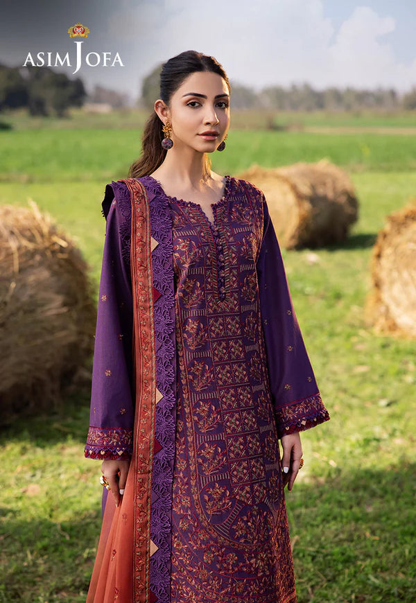 AJELL-13 PURPLE EMBROIDERED LAWN ENSEMBLE