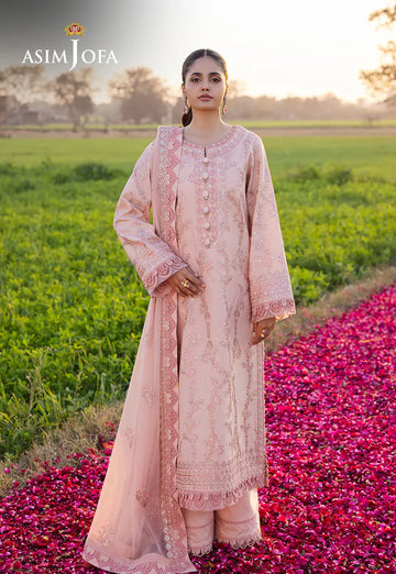 AJELL-15 PEACH EMBROIDERED LAWN ENSEMBLE