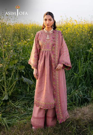 AJELL-16 ROSE EMBROIDERED LAWN ENSEMBLE