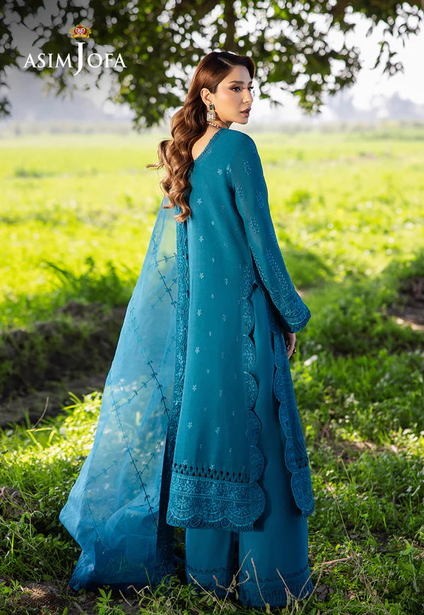 AJELL-17 BLUE EMBROIDERED LAWN ENSEMBLE