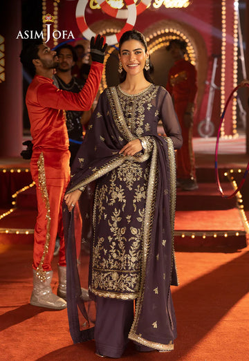 AJLF-01- Hand-Embroidered Purple Outfit For Special Occasions