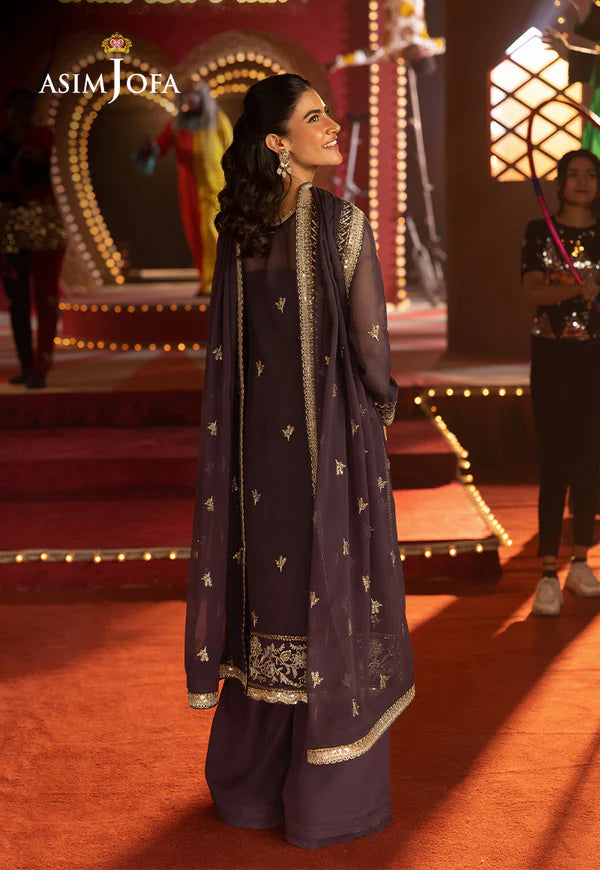 AJLF-01- Hand-Embroidered Purple Outfit For Special Occasions