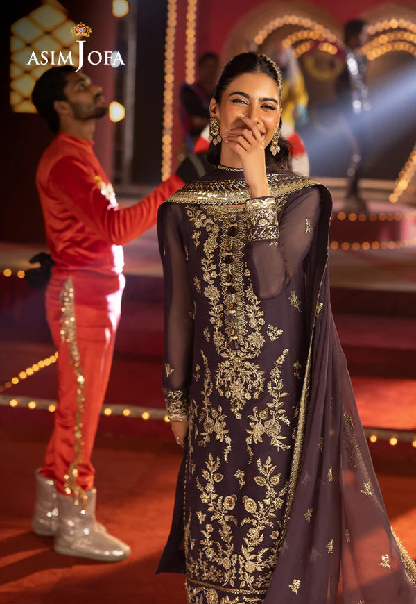 AJLF-01- Hand-Embroidered Purple Outfit For Special Occasions