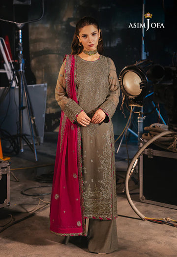 AJLF-06- Two-Toned Mink Zari Embroidery Outfit For Festive Wear