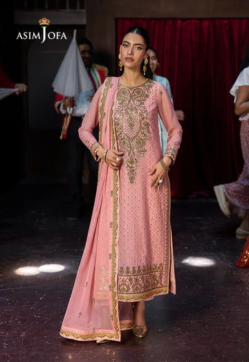 AJLF-08- ELEGANT PINK EMBROIDERED CHIFFON SET
