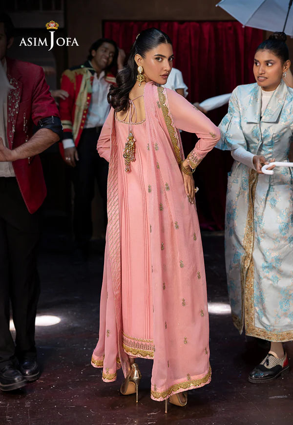 AJLF-08- ELEGANT PINK EMBROIDERED CHIFFON SET