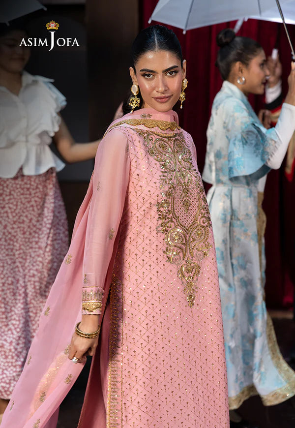 AJLF-08- ELEGANT PINK EMBROIDERED CHIFFON SET