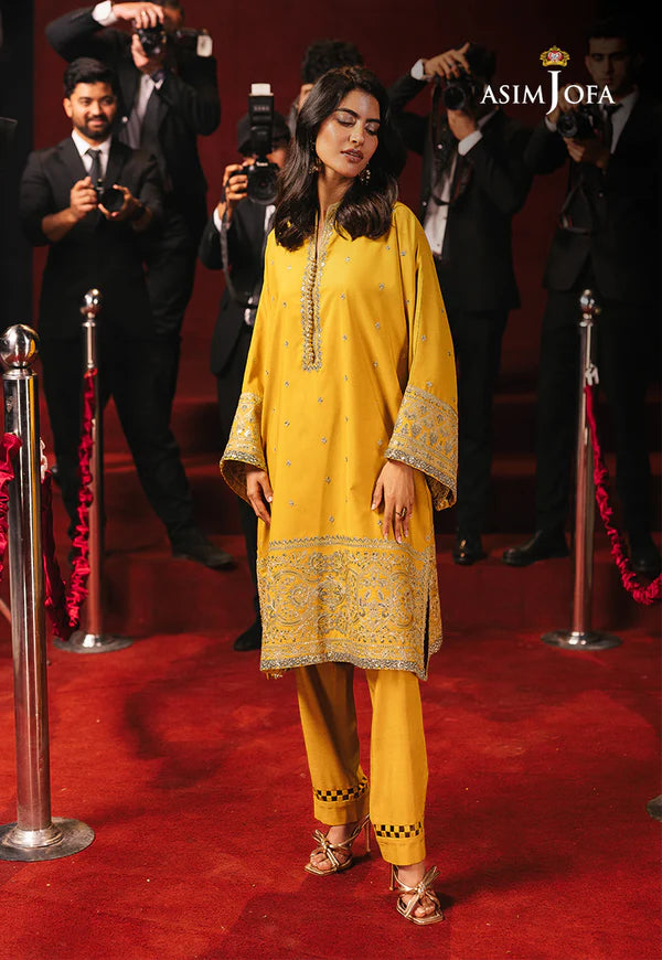 AJLF-10- YELLOW EMBROIDERED BOSKI SILK SUIT FOR FESTIVE OCCASIONS