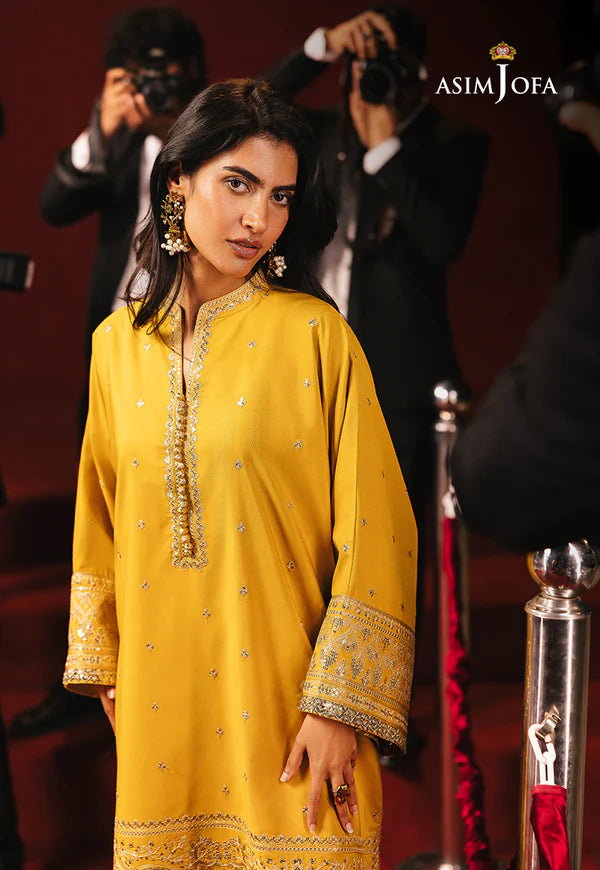 AJLF-10- YELLOW EMBROIDERED BOSKI SILK SUIT FOR FESTIVE OCCASIONS