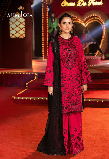 AJLF-11- Sophisticated Pink And Black Outfit For Weddings And Parties