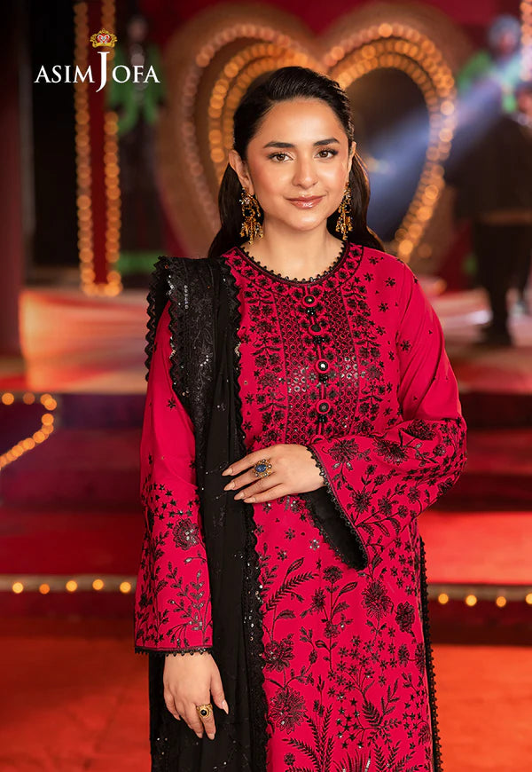 AJLF-11- Sophisticated Pink And Black Outfit For Weddings And Parties
