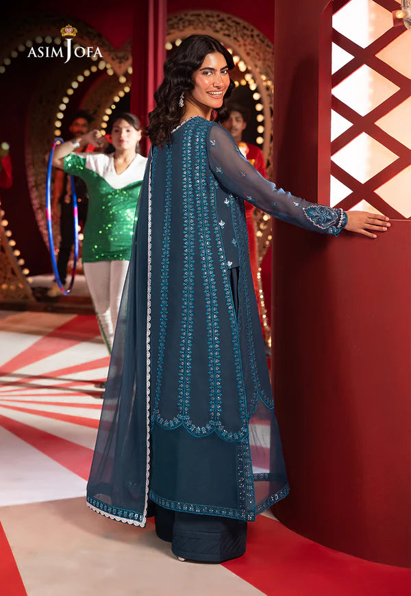 AJLF-14-CLASSIC GREEN EMBROIDERED CHIFFON  OUTFIT FOR SUMMER WEAR