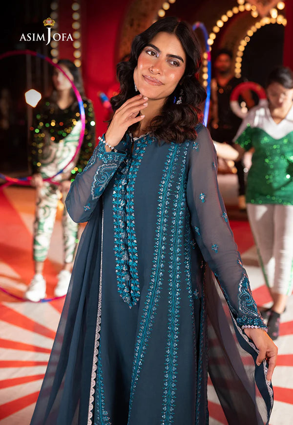 AJLF-14-CLASSIC GREEN EMBROIDERED CHIFFON  OUTFIT FOR SUMMER WEAR