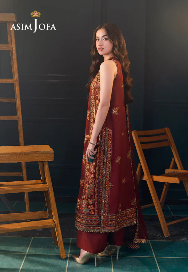 Asim Jofa AJLFC-05 Rust Designer Formal Outfit 2025 with Copper Sequins and Antique Zari – Luxury Festive Dress Pakistanimoda