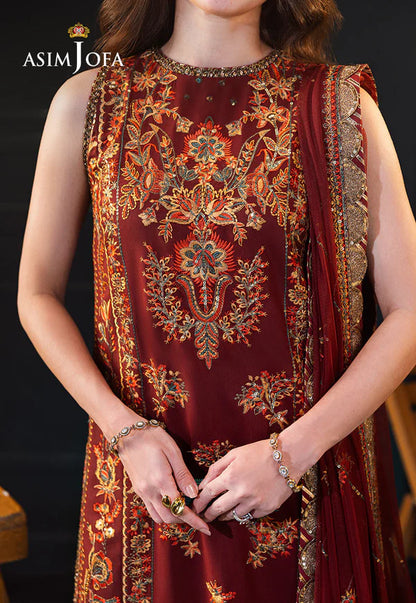Asim Jofa AJLFC-05 Rust Designer Formal Outfit 2025 with Copper Sequins and Antique Zari – Luxury Festive Dress Pakistanimoda