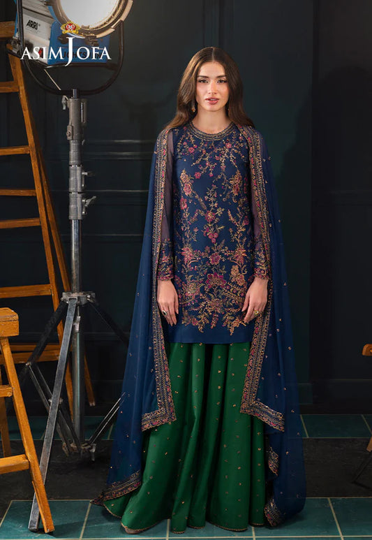 AJLFC-07 – Shop Asim Jofa Blue Net Suit for Eid Celebrations Online