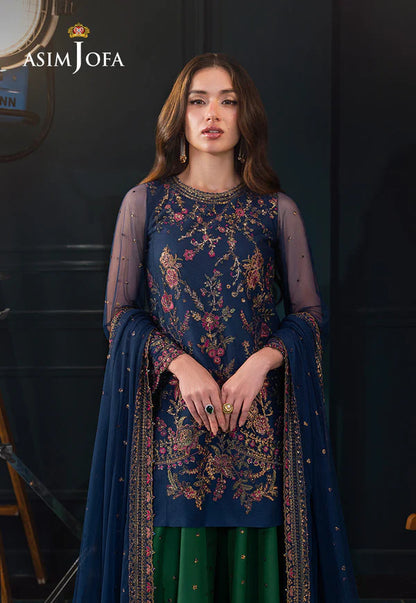 AJLFC-07 – Shop Asim Jofa Blue Net Suit for Eid Celebrations Online