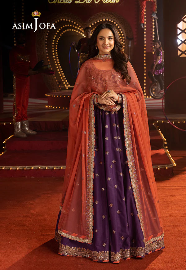AJLFF-01- Purple Embroidered Net Outfit By- Asim Jofa