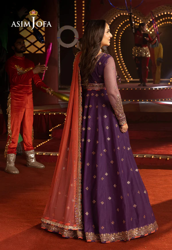 AJLFF-01- Purple Embroidered Net Outfit By- Asim Jofa