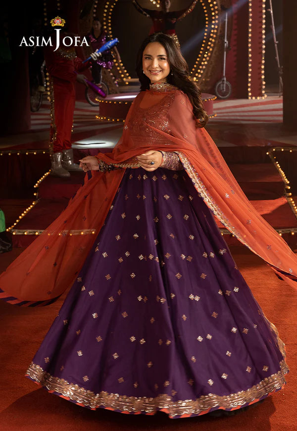 AJLFF-01- Purple Embroidered Net Outfit By- Asim Jofa