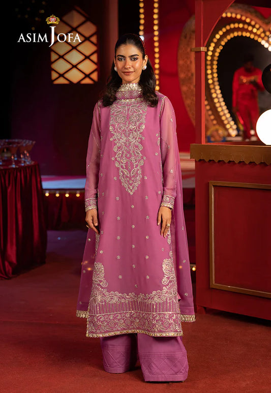 AJLFF-07- Orchid Embroidered Chiffon Ensemble By- Asim Jofa