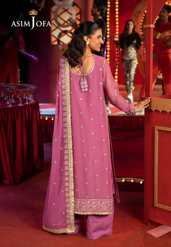 AJLFF-07- Orchid Embroidered Chiffon Ensemble By- Asim Jofa