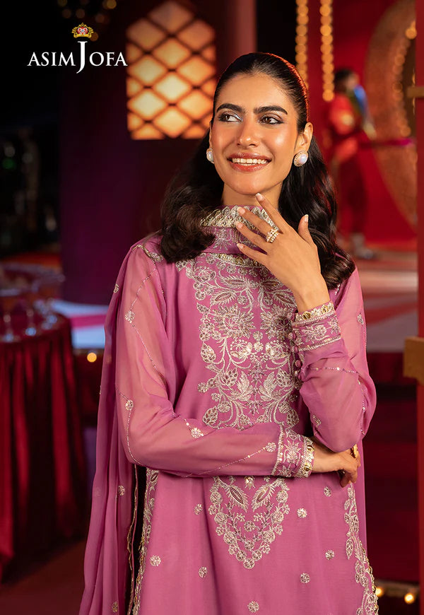 AJLFF-07- Orchid Embroidered Chiffon Ensemble By- Asim Jofa