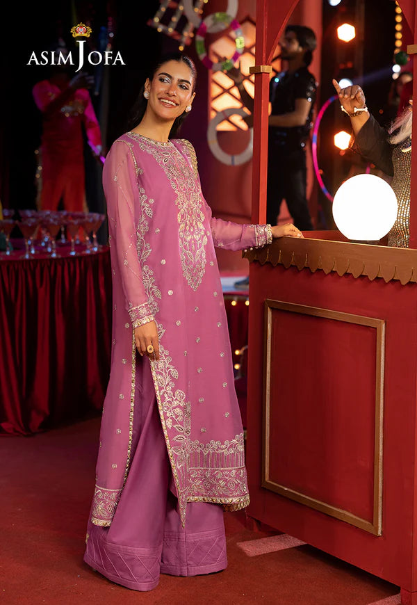 AJLFF-07- Orchid Embroidered Chiffon Ensemble By- Asim Jofa