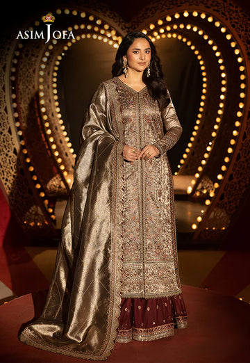 AJLFF-09- Copper Embroidered Zari Tissue Outfit By- Asim Jofa