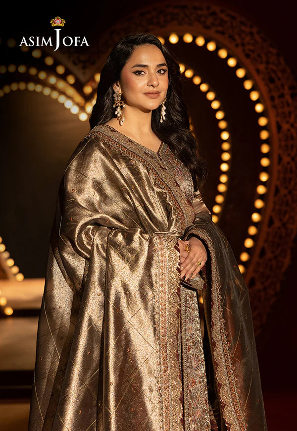 AJLFF-09- Copper Embroidered Zari Tissue Outfit By- Asim Jofa