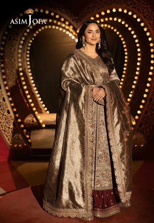 AJLFF-09- Copper Embroidered Zari Tissue Outfit By- Asim Jofa