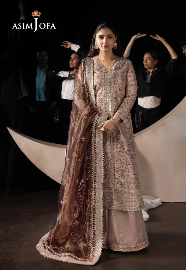 AJLFF-10- Blush Pink Embroidered Zari Tissue Outfit By- Asim Jofa