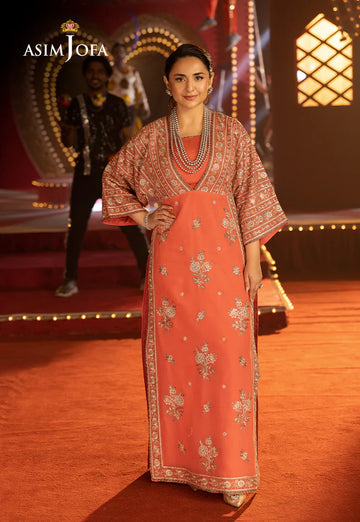AJLFF-14- Light Coral Embroidered Chiffon Outfit By- Asim Jofa