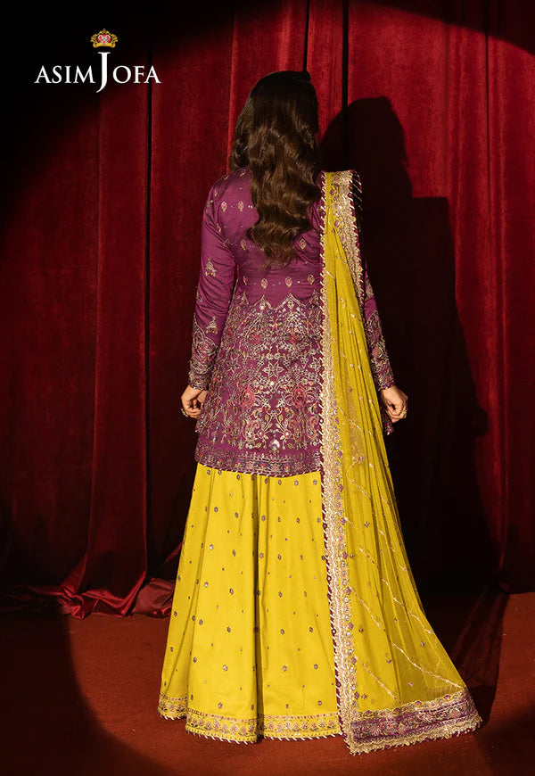 AJLFF-17- Magenta Embroidered Two Tone Cotton Silk Outfit By- Asim Jofa