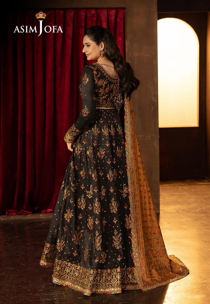 AJLFF-19- Black Embroidered Silk Outfit For Festive Events By- Asim Jofa