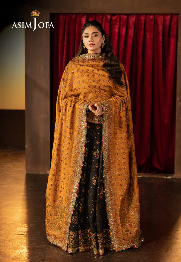 AJLFF-19- Black Embroidered Silk Outfit For Festive Events By- Asim Jofa