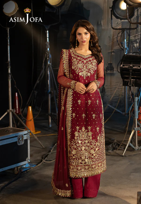 AJLLF-01- Vibrant Magenta Ethnic Wear with Timeless Floral Embroidery By- Asim Jofa