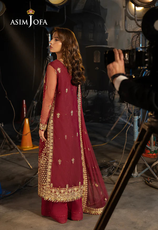 AJLLF-01- Vibrant Magenta Ethnic Wear with Timeless Floral Embroidery By- Asim Jofa