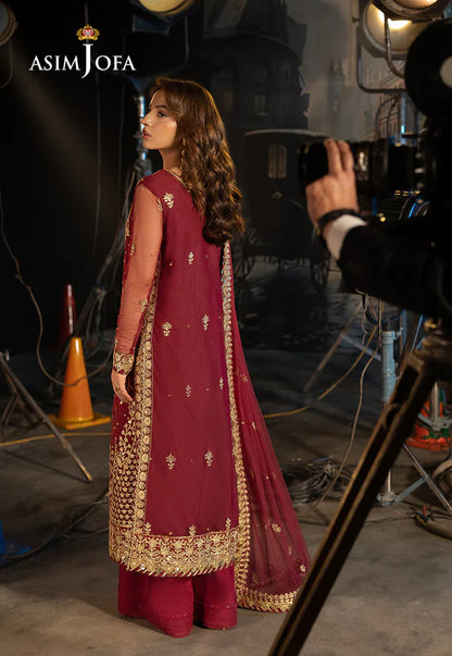 AJLLF-01- Vibrant Magenta Ethnic Wear with Timeless Floral Embroidery By- Asim Jofa