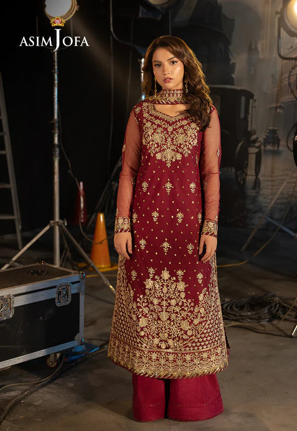 AJLLF-01- Vibrant Magenta Ethnic Wear with Timeless Floral Embroidery By- Asim Jofa