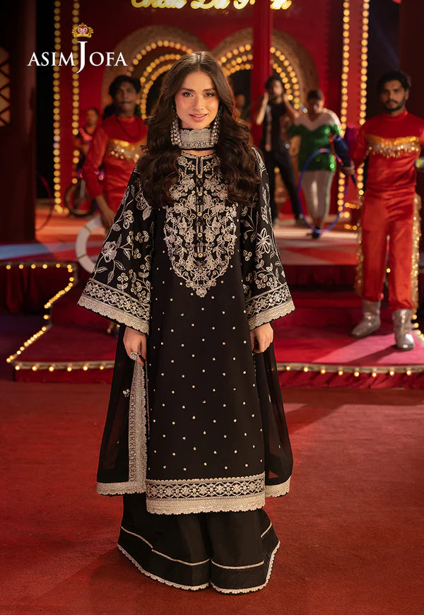 AJLLF-03- Black Ethnic Wear with Starry Chhan Embroidery and Moonlit Design By- Asim Jofa