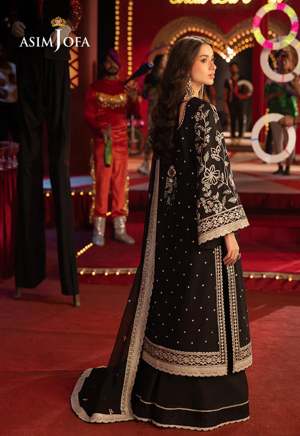 AJLLF-03- Black Ethnic Wear with Starry Chhan Embroidery and Moonlit Design By- Asim Jofa