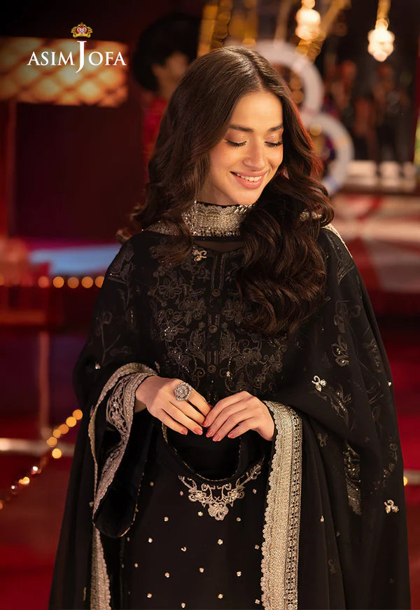 AJLLF-03- Black Ethnic Wear with Starry Chhan Embroidery and Moonlit Design By- Asim Jofa